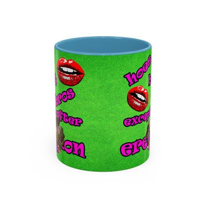 hoes b4 bros - Accent Mug (green turf)