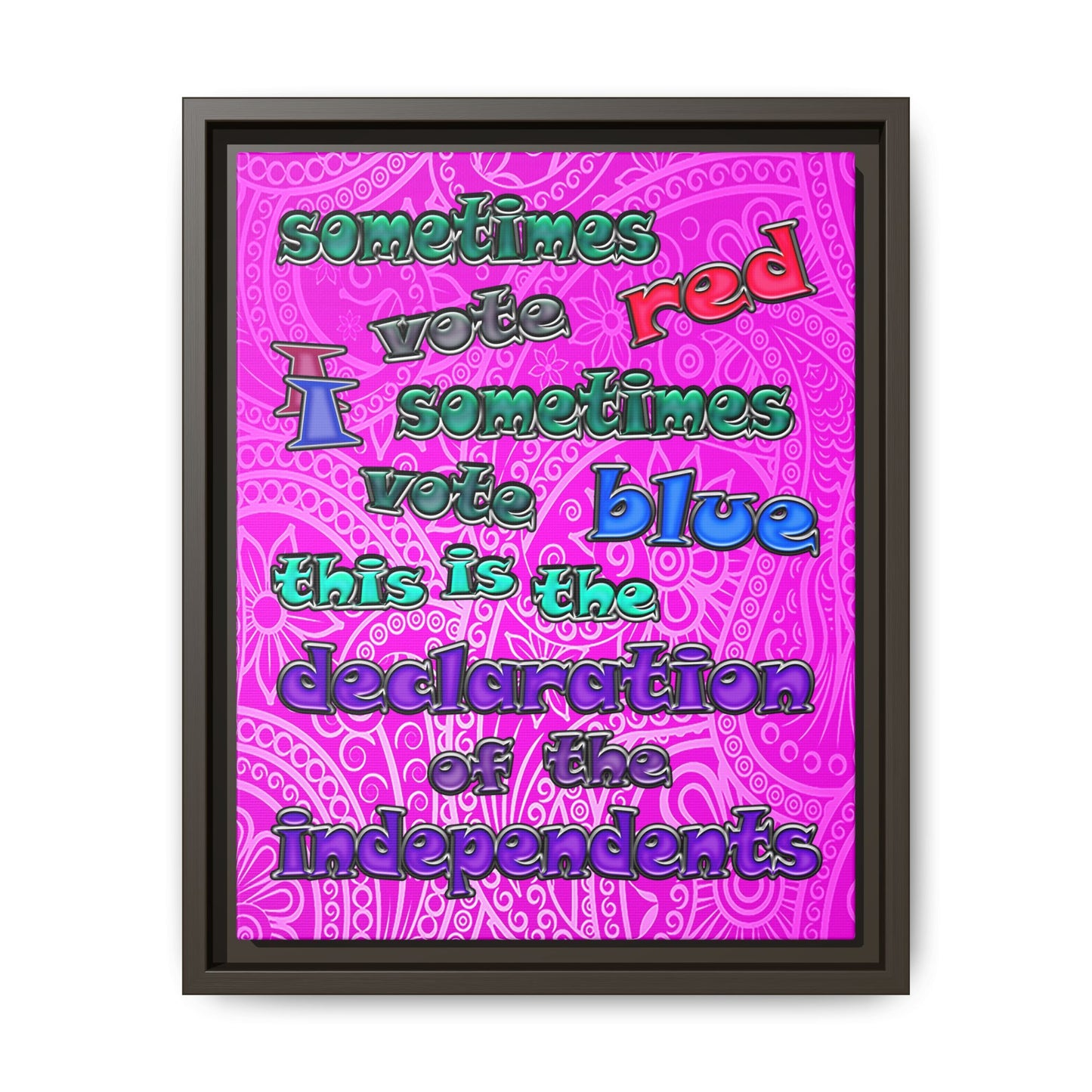 declaration of the independents - framed canvas art (pink swirl)