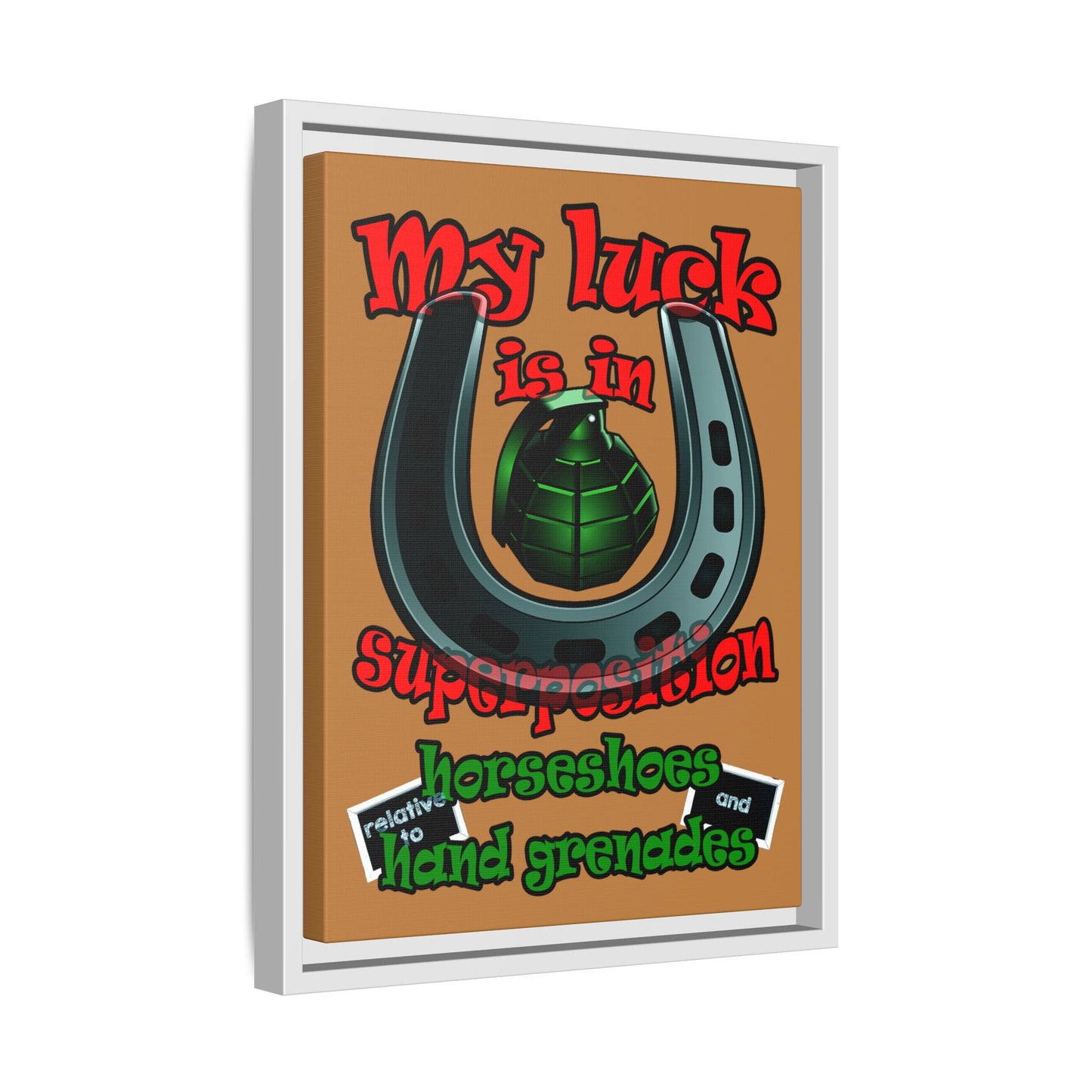 my luck - framed canvas art (light brown)