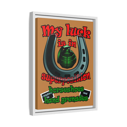 my luck - framed canvas art (light brown)