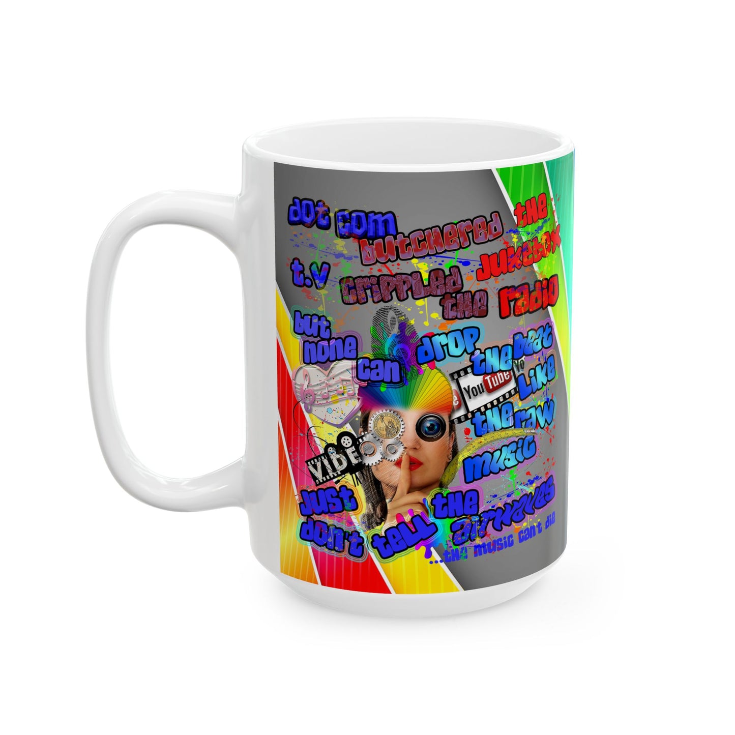 drop the beat - White Mug (rainbow split)