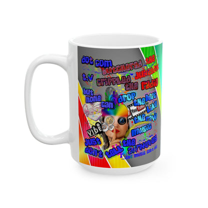 drop the beat - White Mug (rainbow split)
