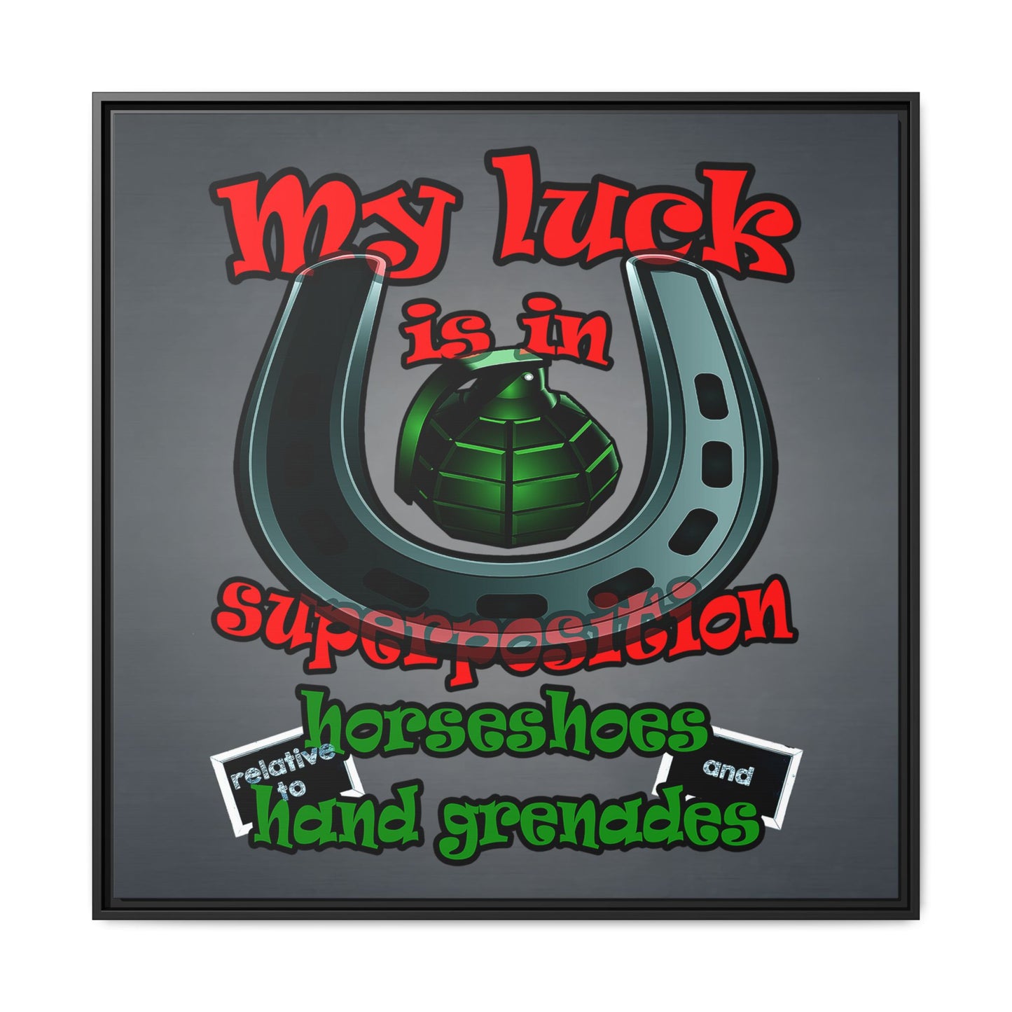 my luck - framed canvas art (grey-light grey)