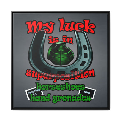 my luck - framed canvas art (grey-light grey)