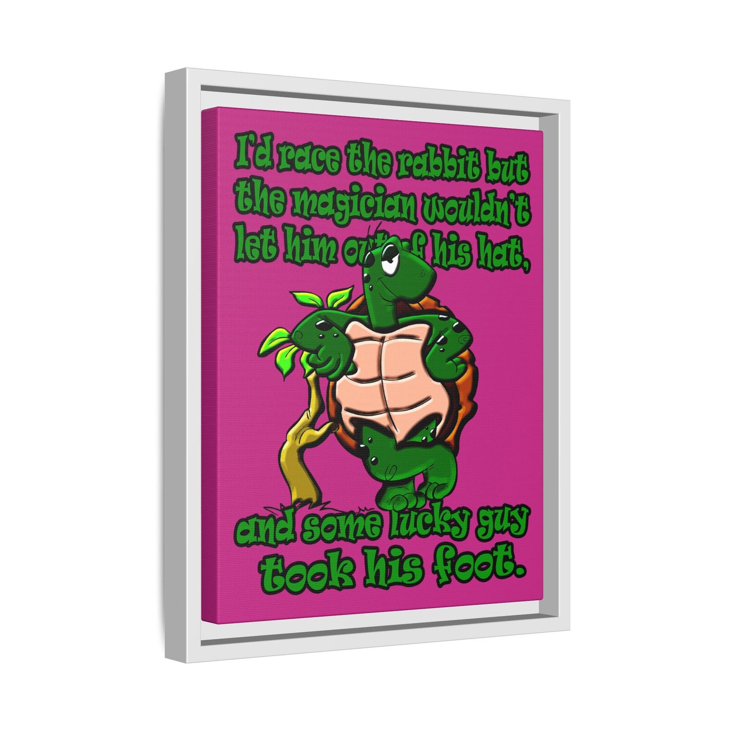 turtle race - framed canvas art (pink)
