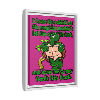 turtle race - framed canvas art (pink)