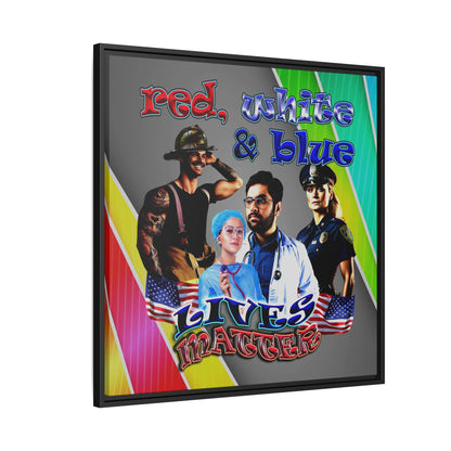 rw&b lives matter - framed canvas art (rainbow split)