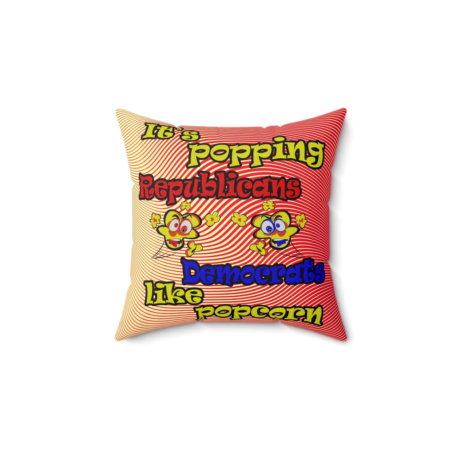 popping like popcorn - Faux Suede Square Pillow - (yellow-orange wave)