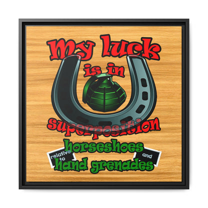 my luck - framed canvas art (butterscotch wood finish)