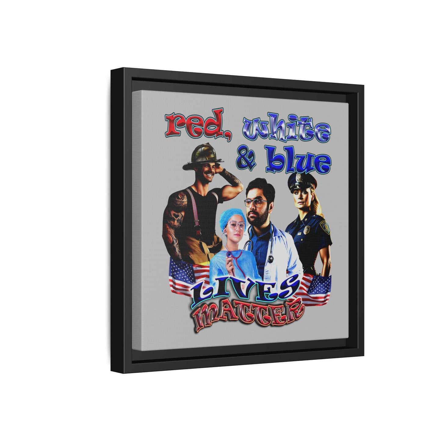 rw&b lives matter - framed canvas art (light grey)