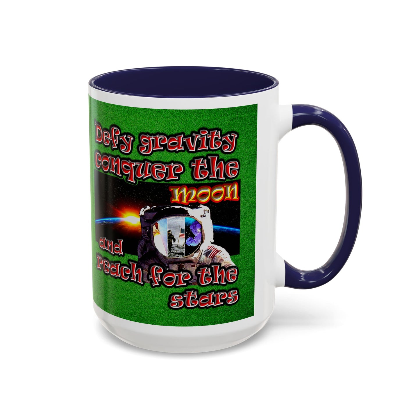 defy conquer reach - Accent Mug (green turf)