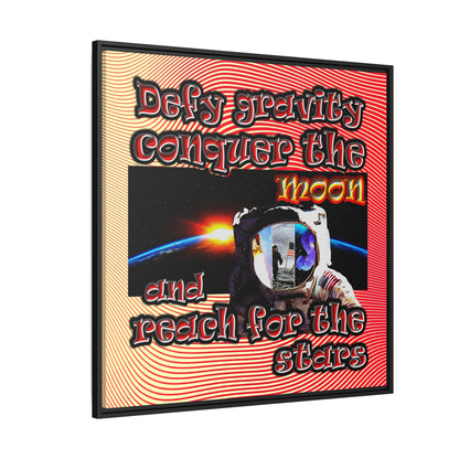 defy conquer reach - framed canvas art (yellow-orange wave)