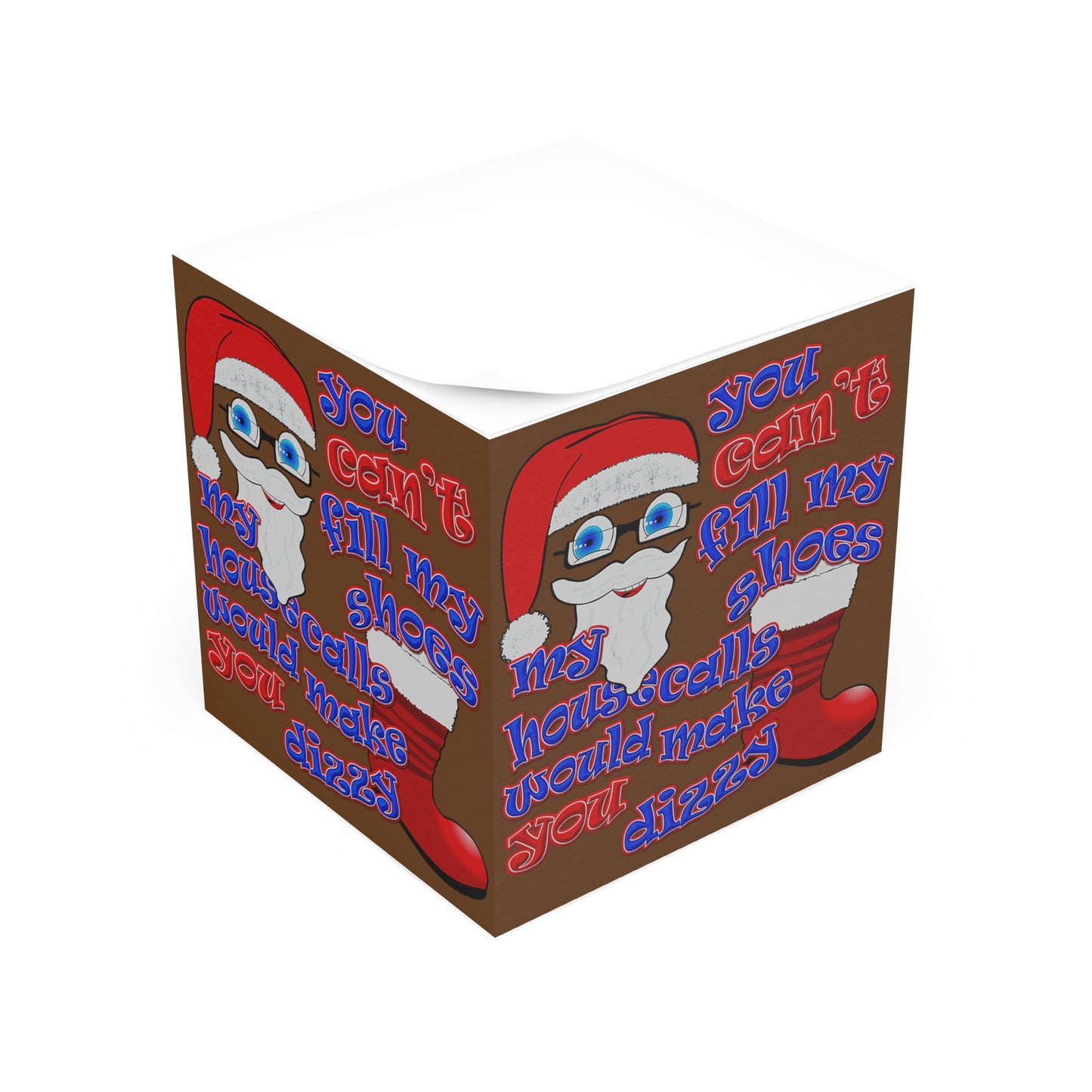 santa's shoes - note cube (brown)