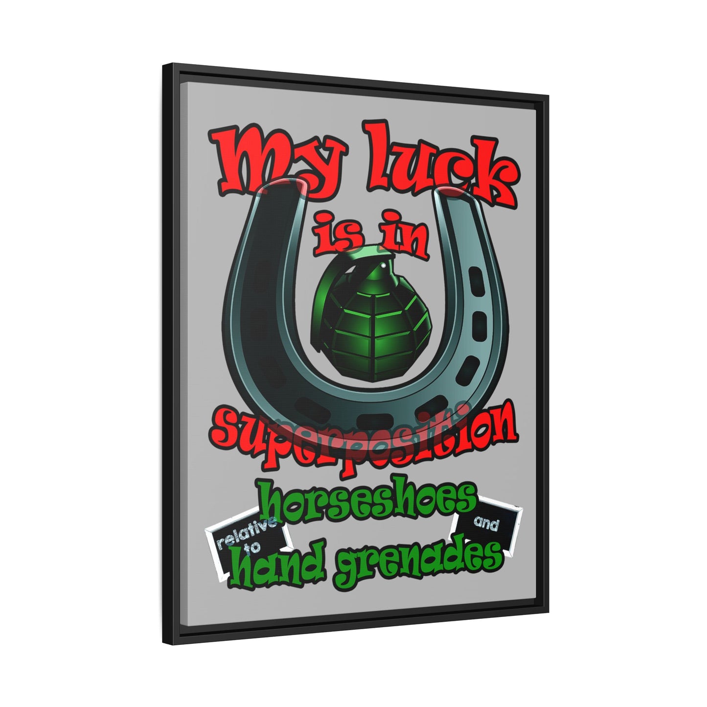 my luck - framed canvas art (light grey)