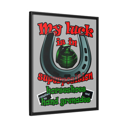 my luck - framed canvas art (light grey)