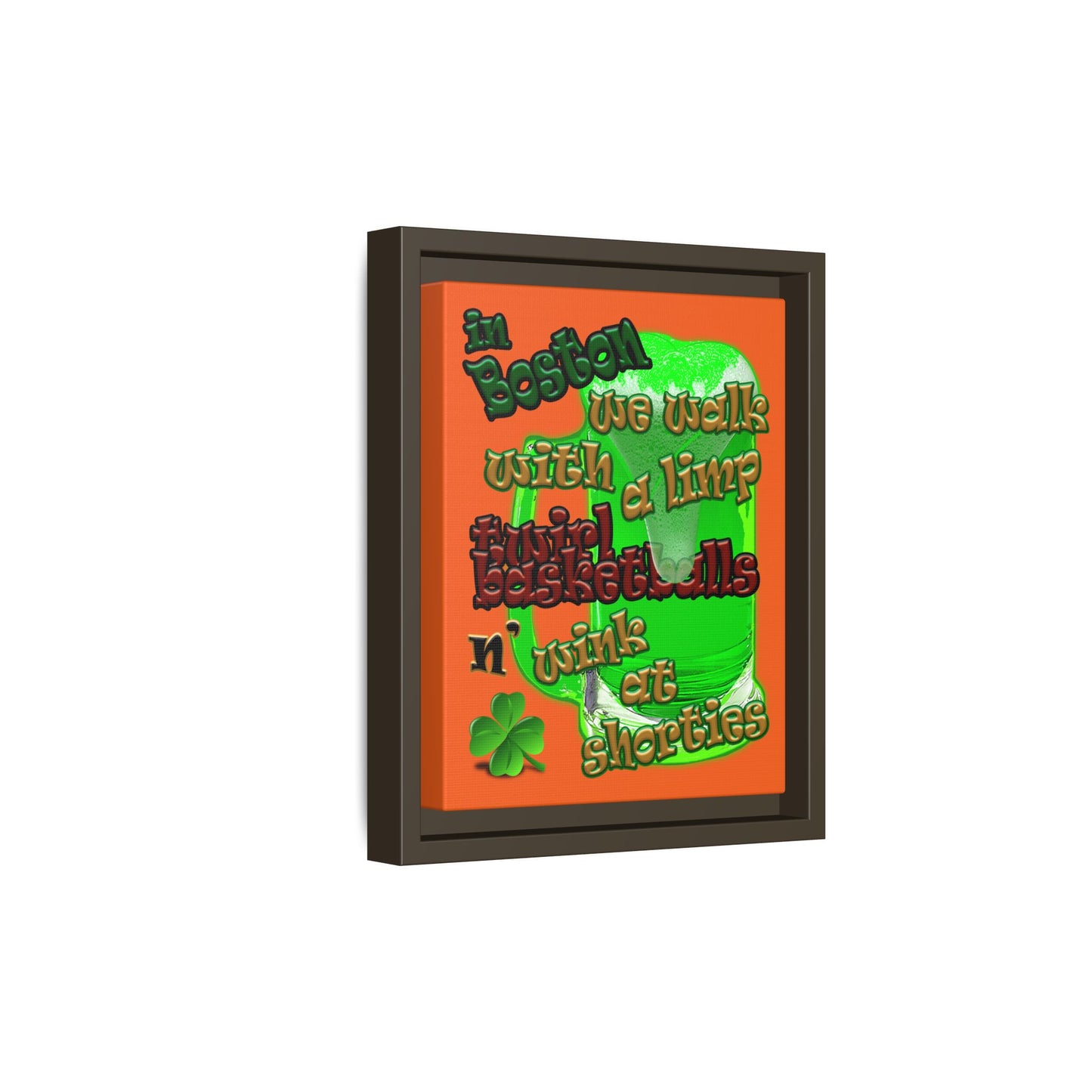 celtics logo - framed canvas art (orange)