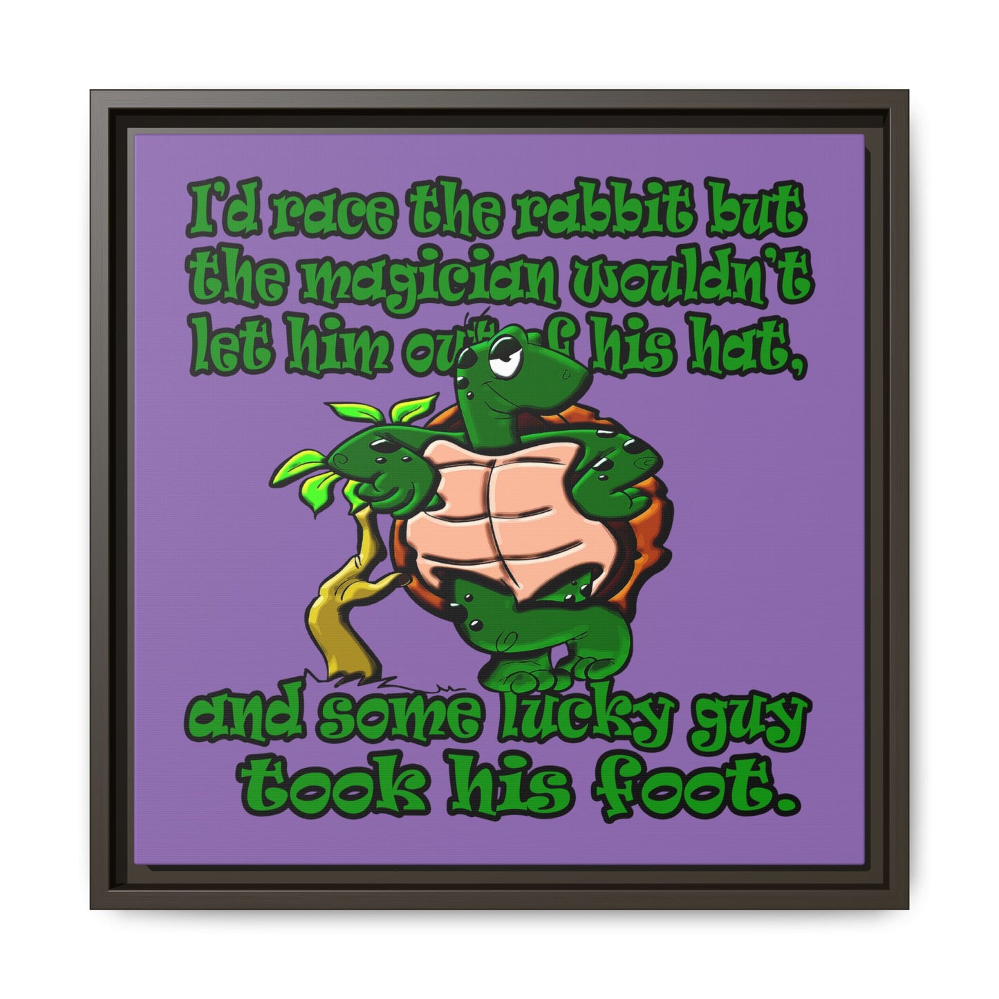 turtle race - framed canvas art (light purple)