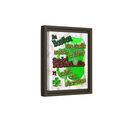 celtics logo - framed canvas art (white marble)