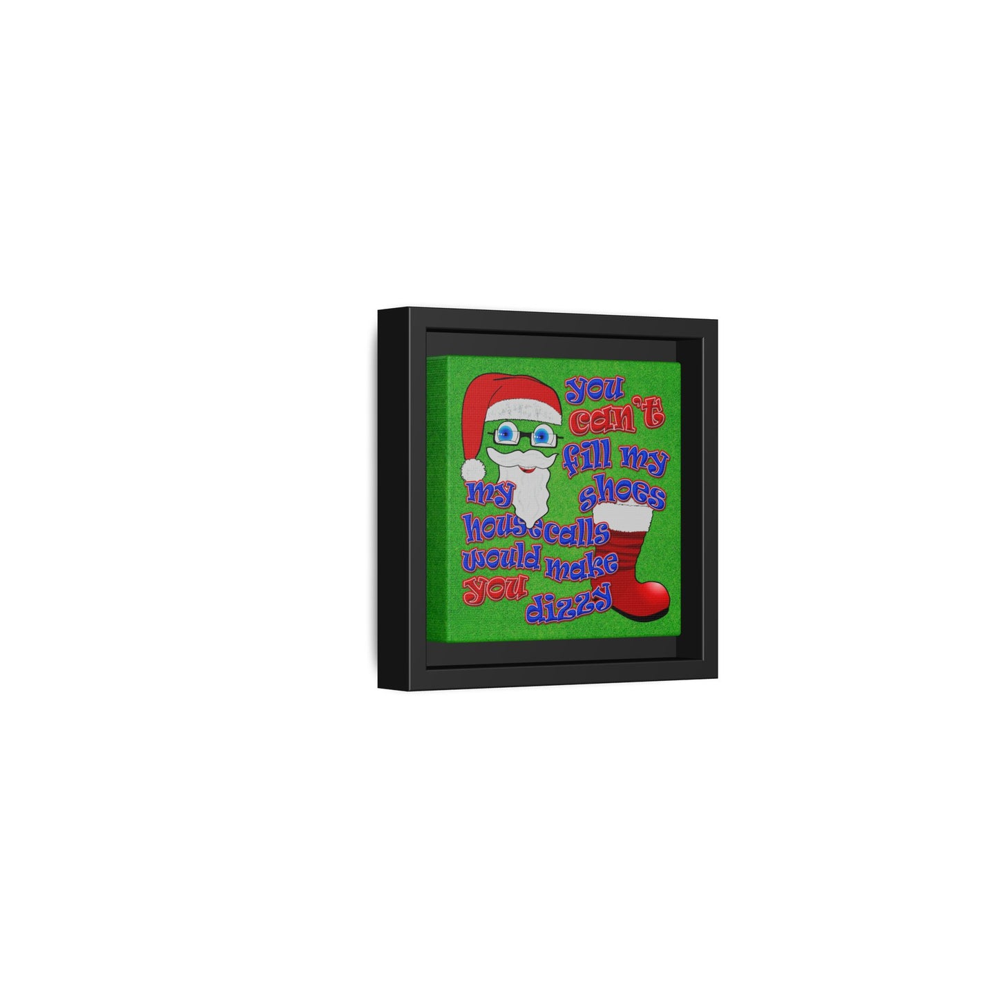 santa's shoes - framed canvas art (green turf)