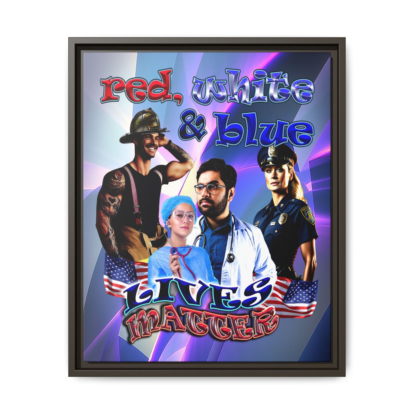 rw&b lives matter - framed canvas art (grey-pink wave)