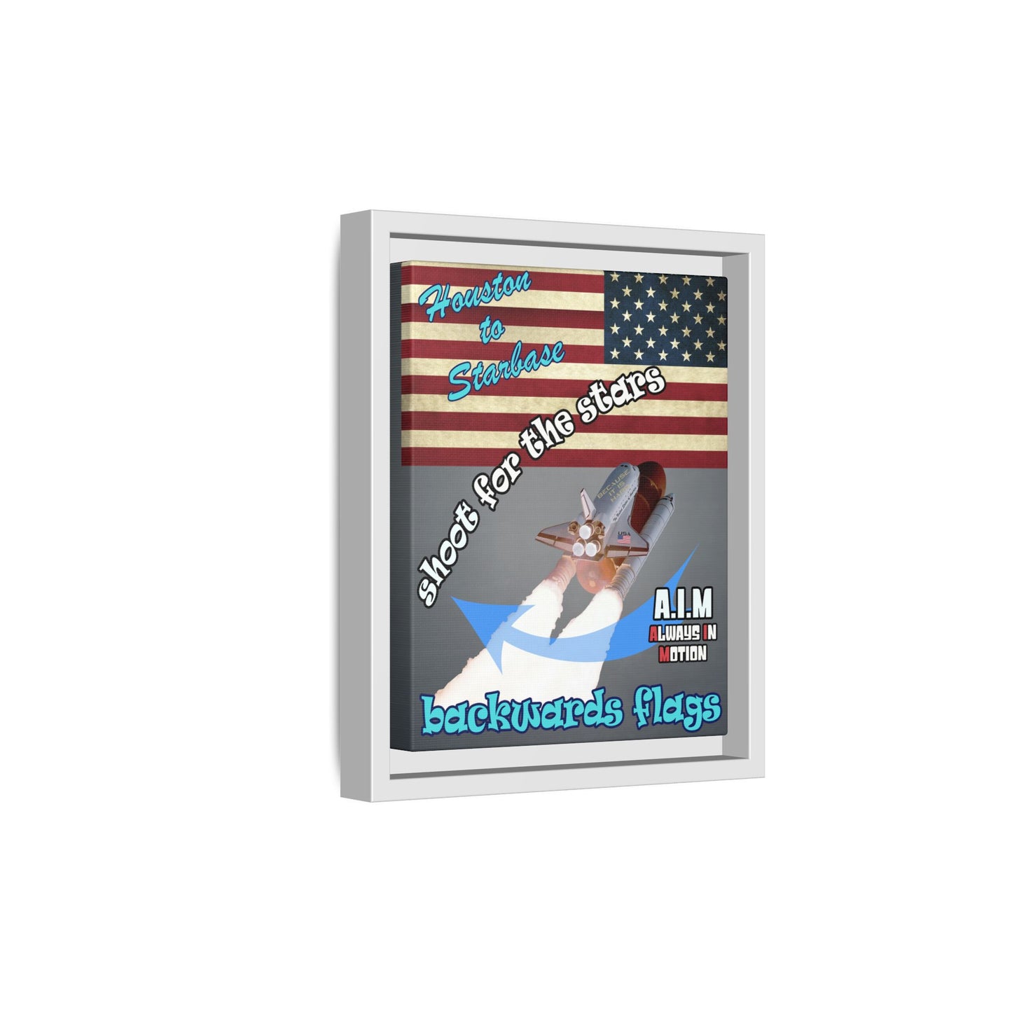 shoot for the stars - framed canvas art (grey-light grey)