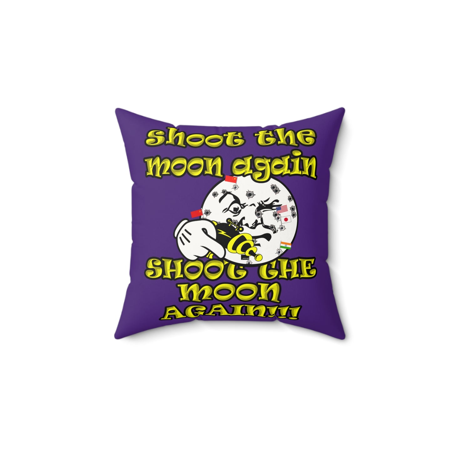 shoot the moon again - Faux Suede Square Pillow - (purple)