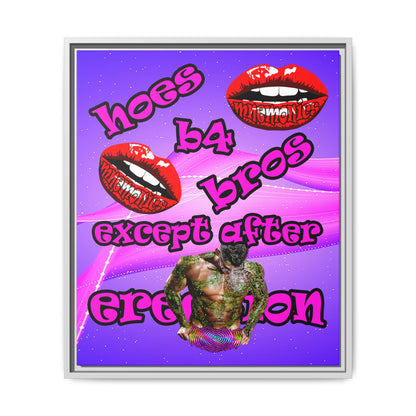 hoes b4 bros - framed canvas art (purple-pink wave)