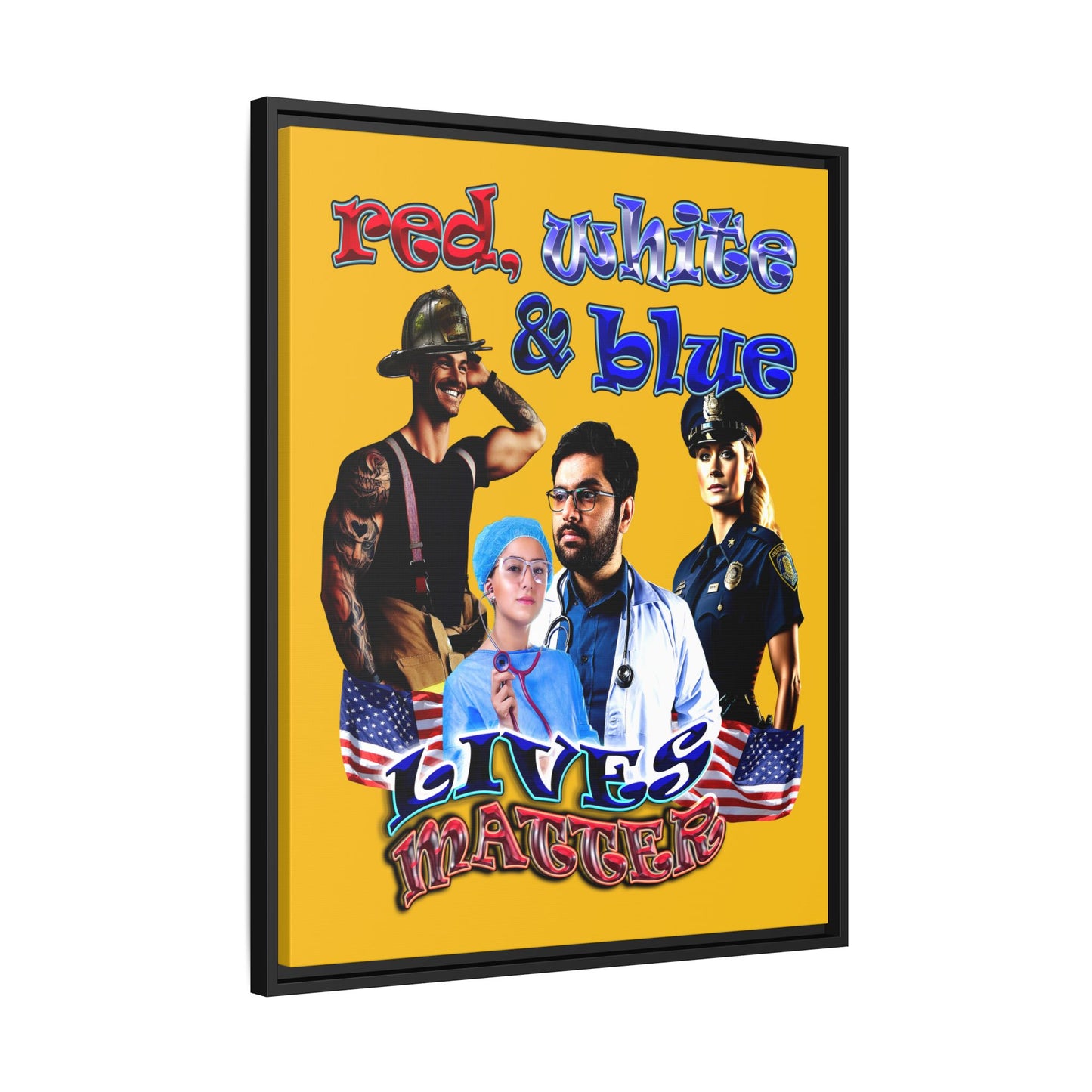 rw&b lives matter - framed canvas art (yellow)