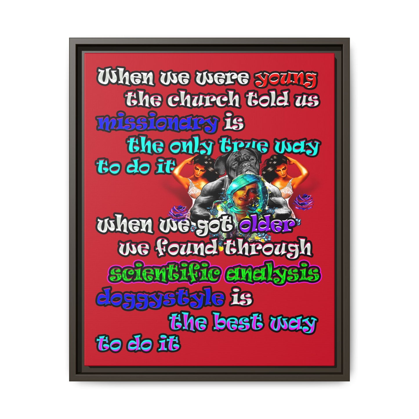 doggystyle - framed canvas art (dark red)