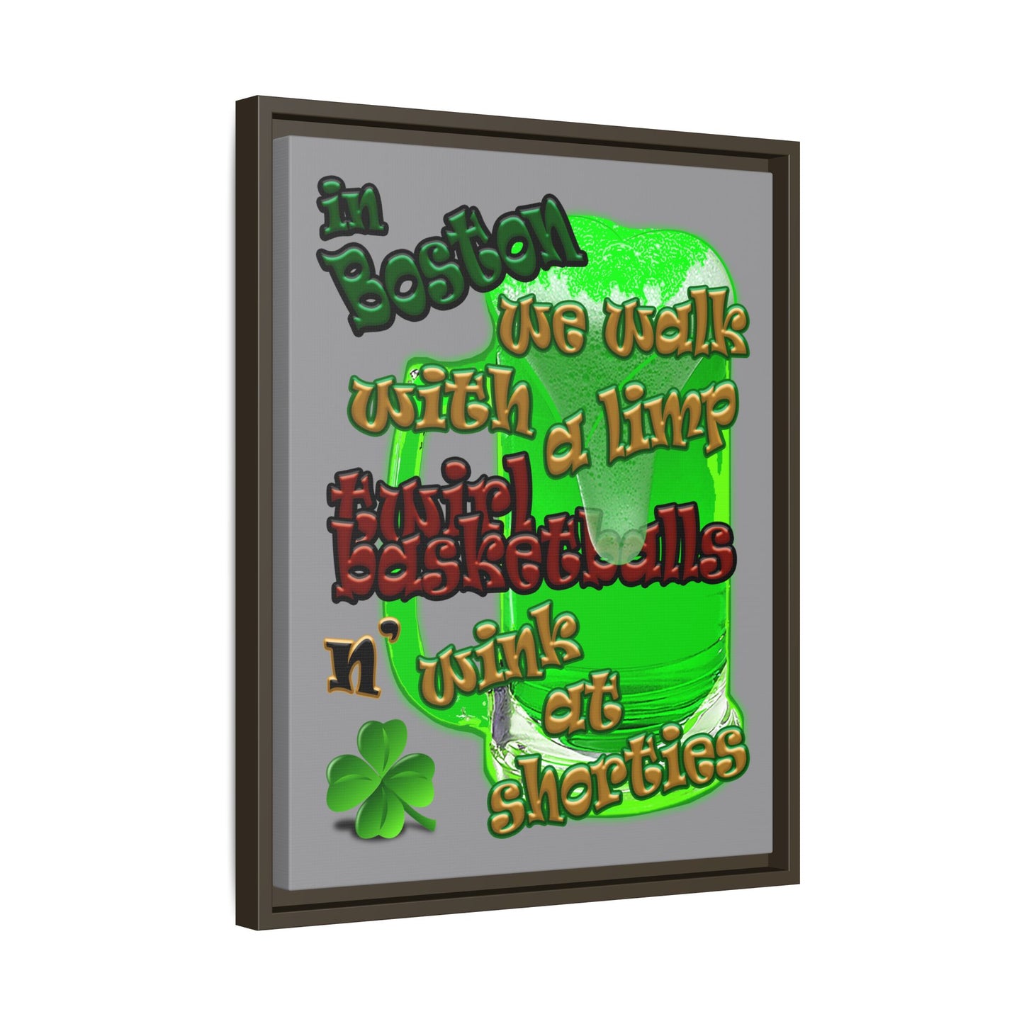celtics logo - framed canvas art (grey)