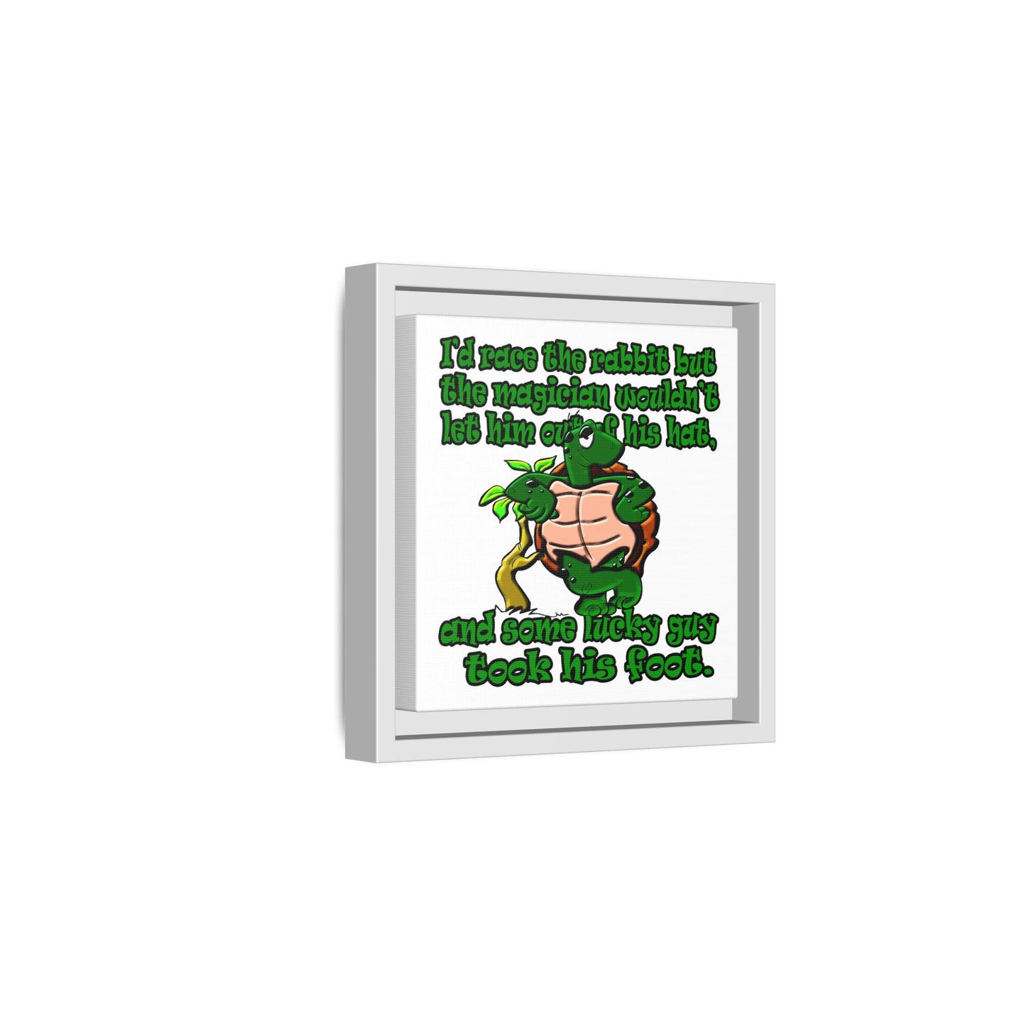 turtle race - framed canvas art (white)