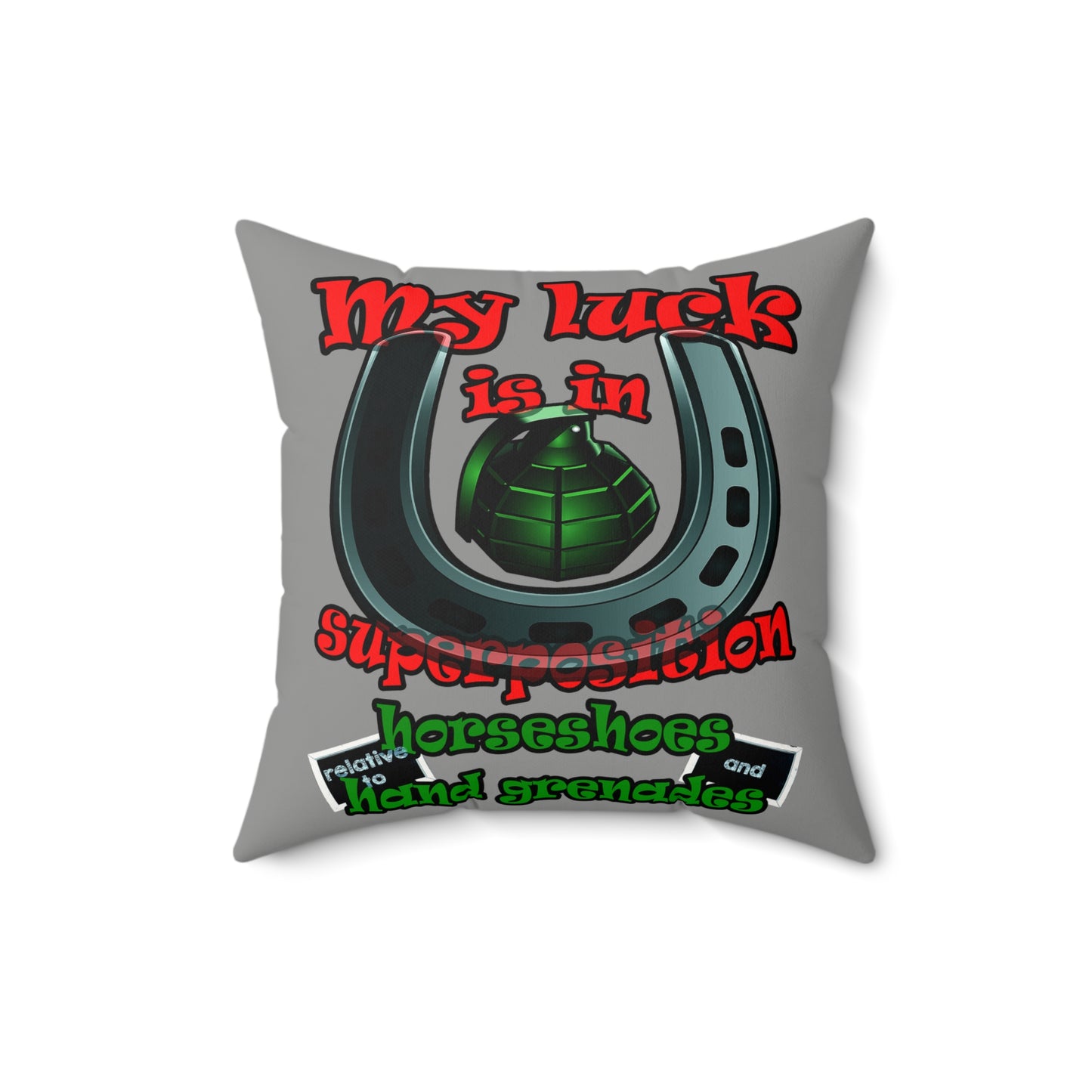 my luck - Faux Suede Square Pillow - (grey)