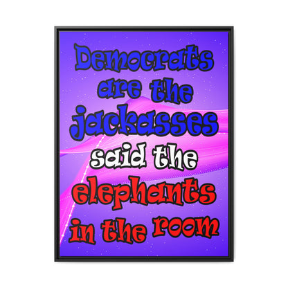 donkeys and elephants - framed canvas art (purple-pink wave)