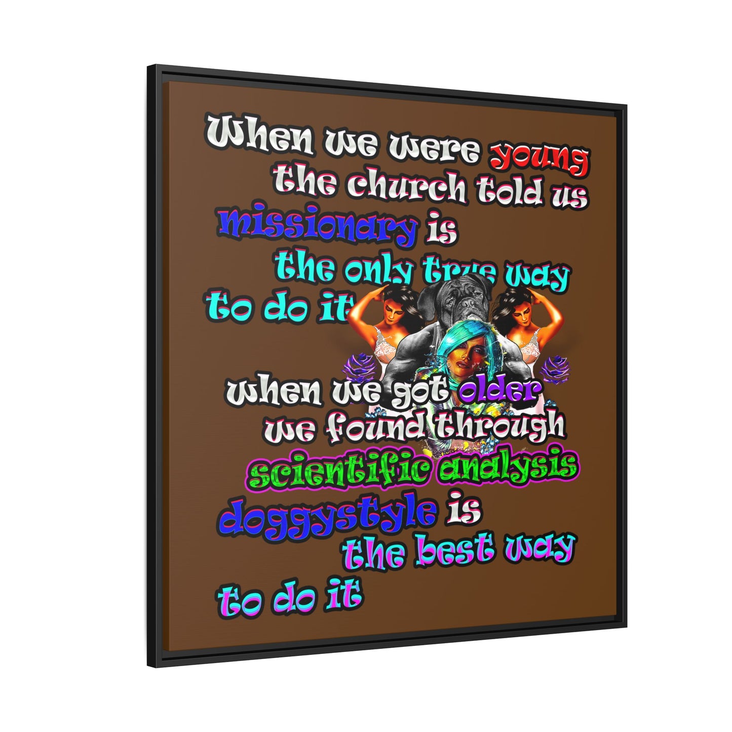 doggystyle - framed canvas art (brown)