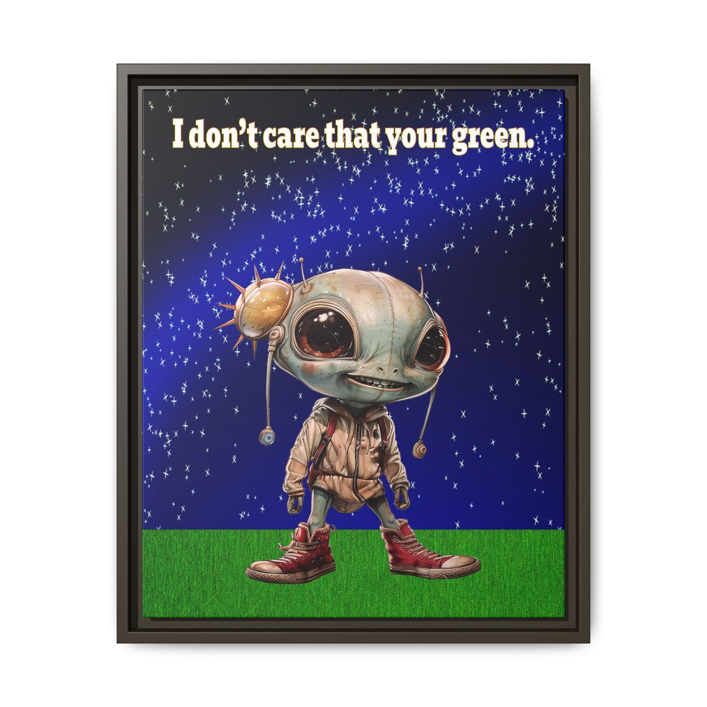 I don't care that your green - framed canvas art ('snoops' background)