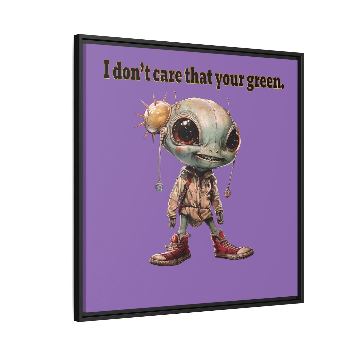I don't care that your green - framed canvas art (light purple)