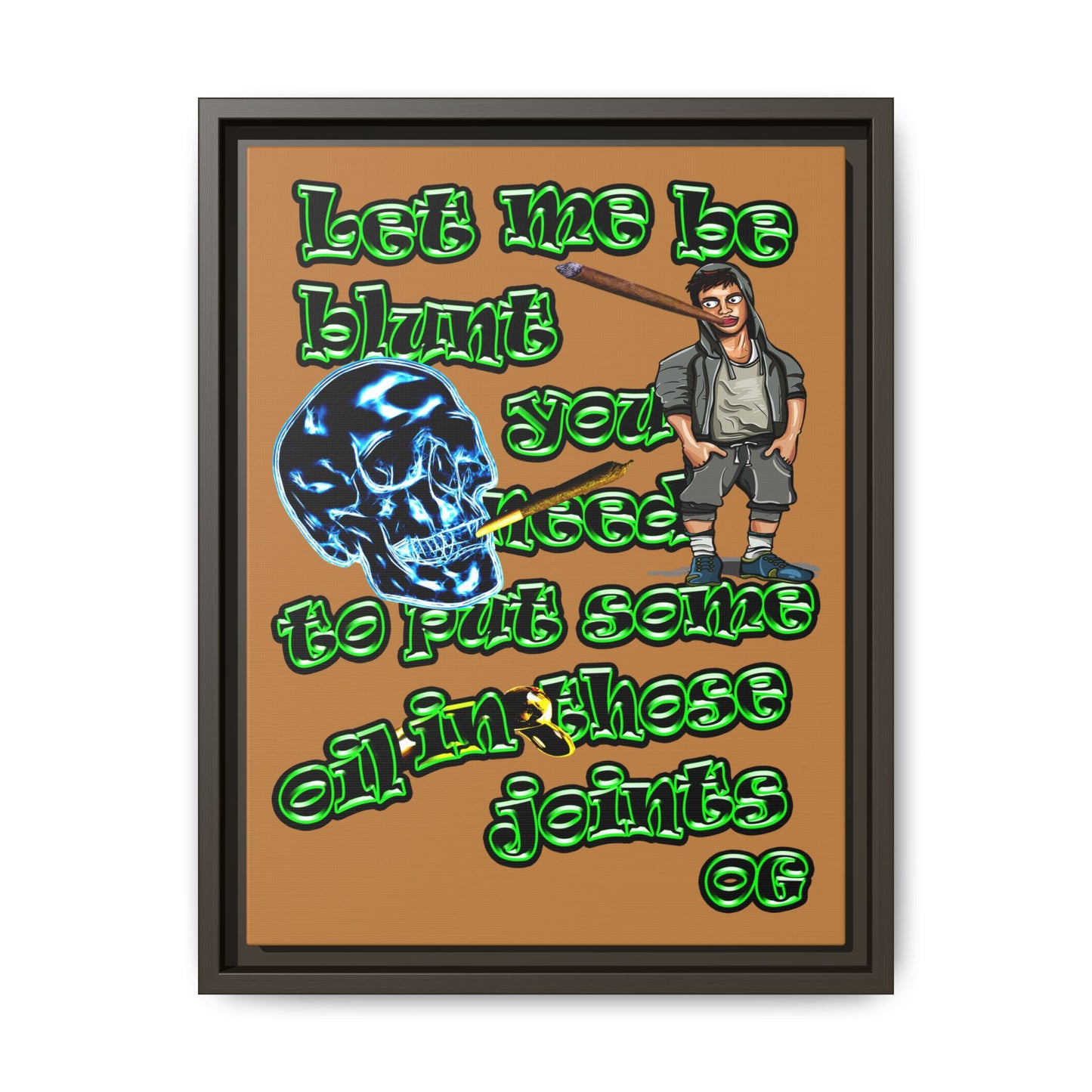 og - framed canvas art (light brown)