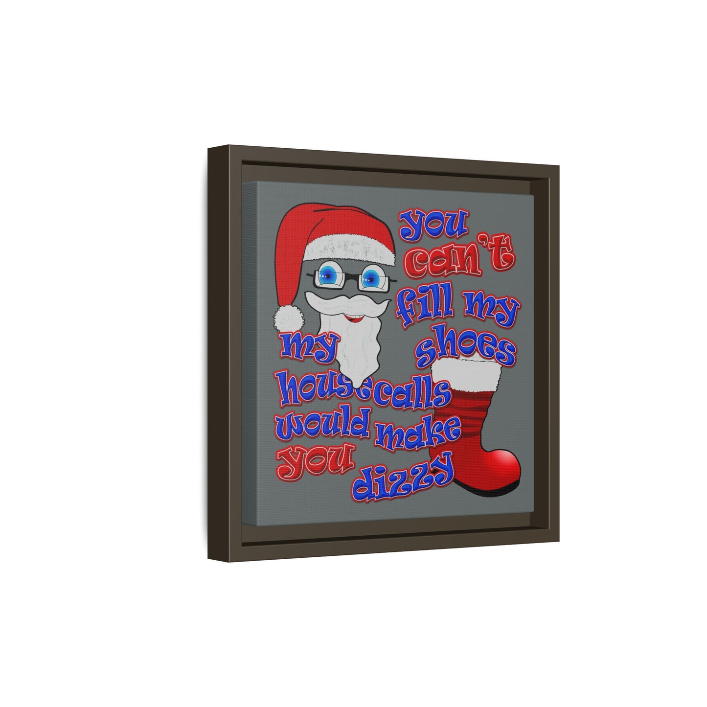 santa's shoes - framed canvas art (dark grey)