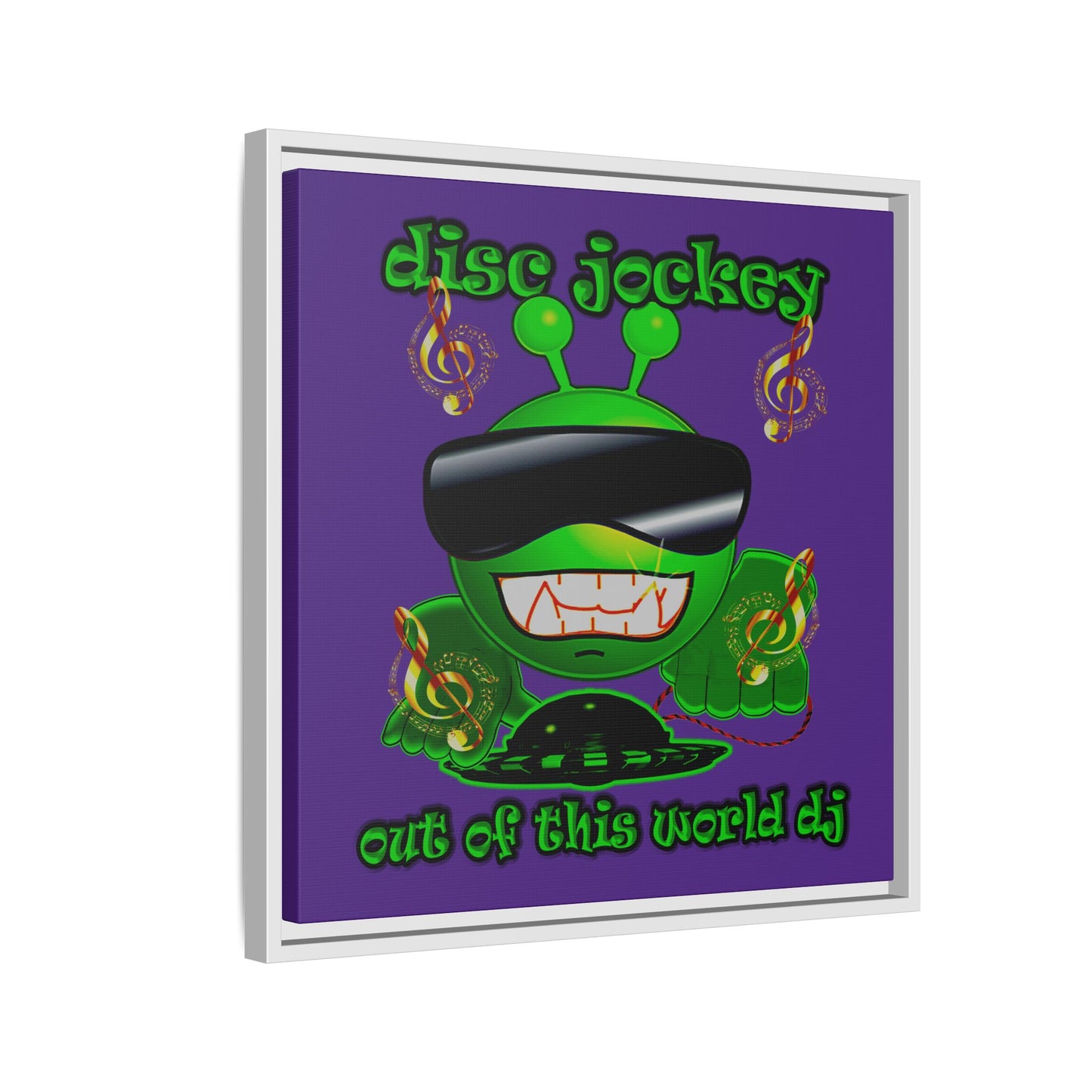 disc jockey - framed canvas art (purple)
