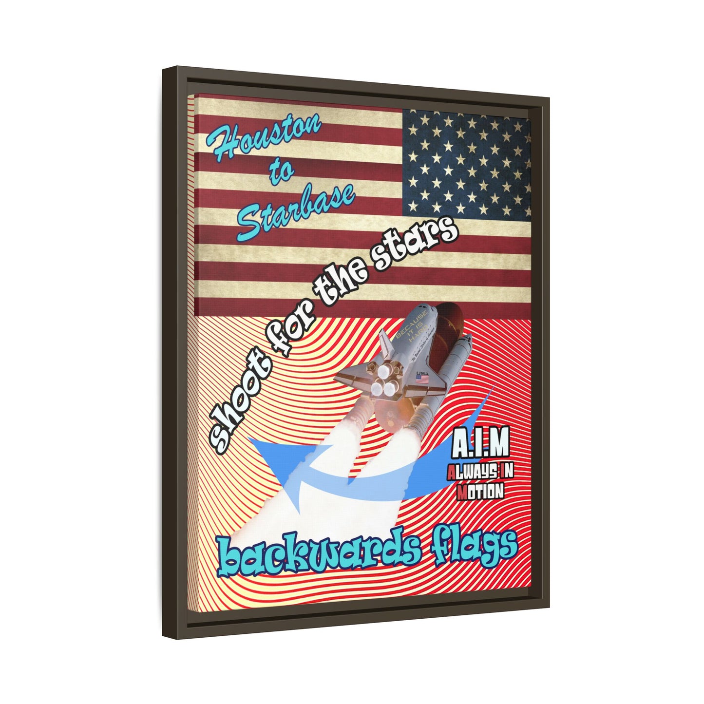 shoot for the stars - framed canvas art (yellow-orange wave)