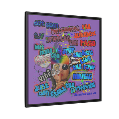 drop the beat - framed canvas art (light purple)