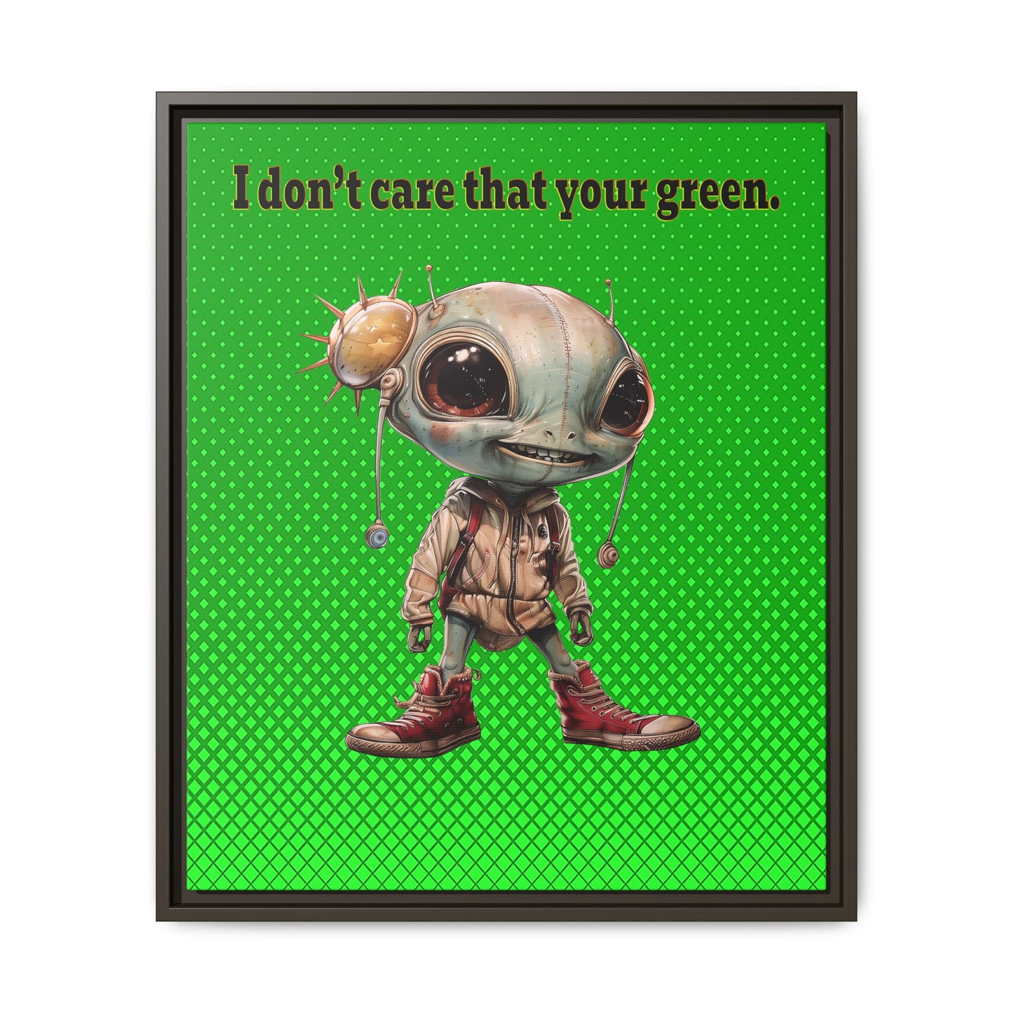 I don't care that your green - framed canvas art (logo green)