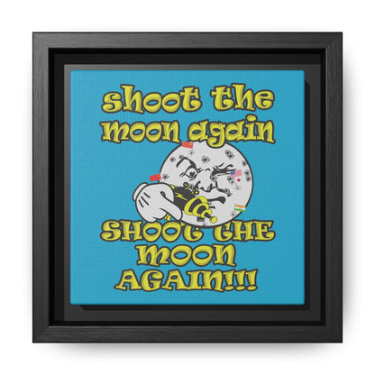 shoot the moon again - framed canvas art (turquoise)