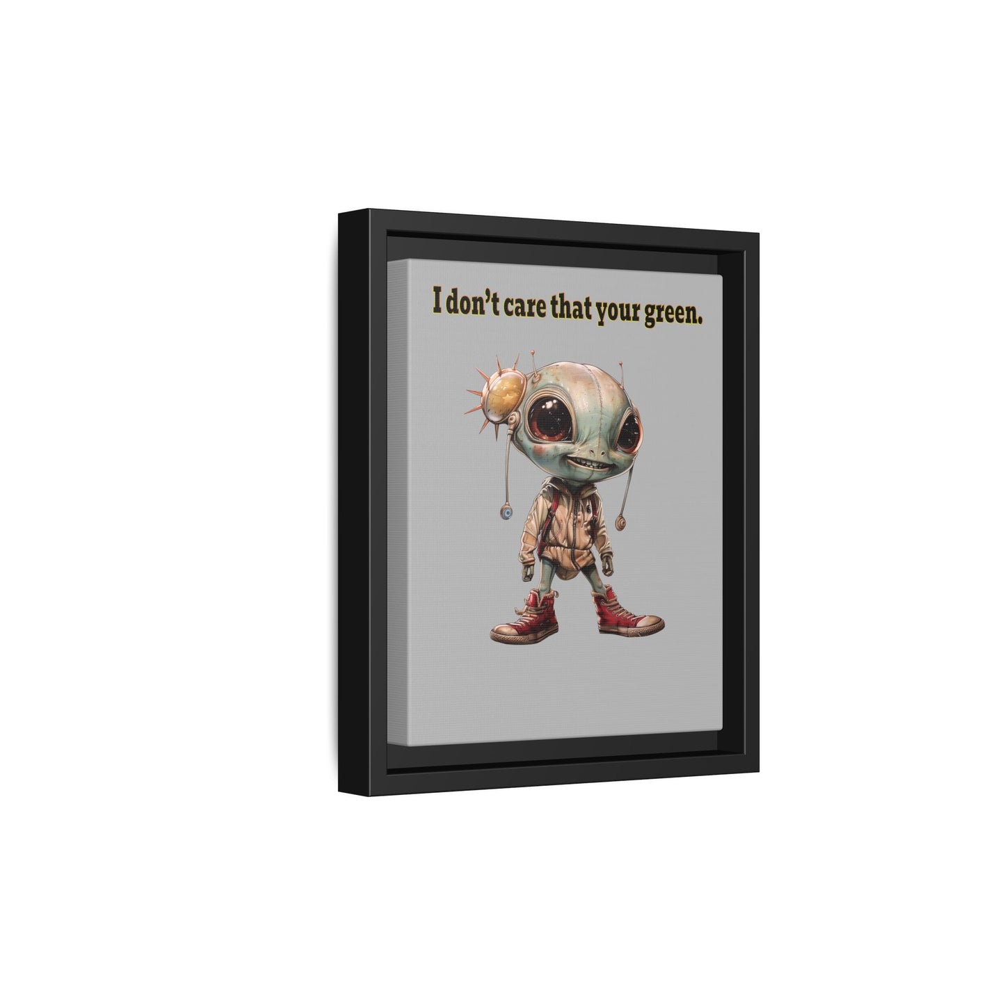 I don't care that your green - framed canvas art (light grey)