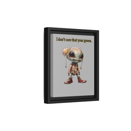I don't care that your green - framed canvas art (light grey)
