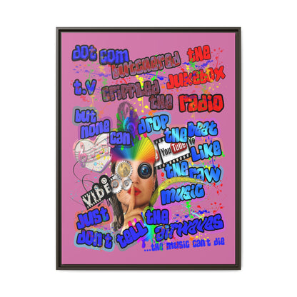 drop the beat - framed canvas art (light pink)
