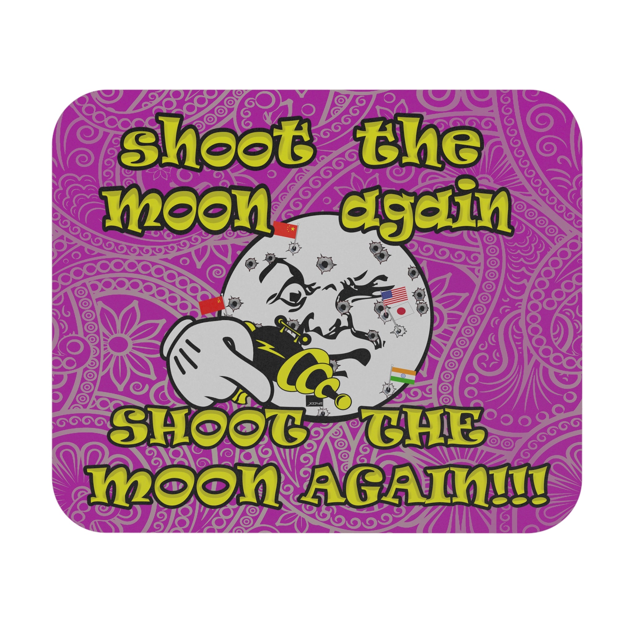 shoot the moon again - Mouse Pad (Rectangle) (pink swirl)