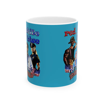 rw&b lives matter - White Mug (turquoise)