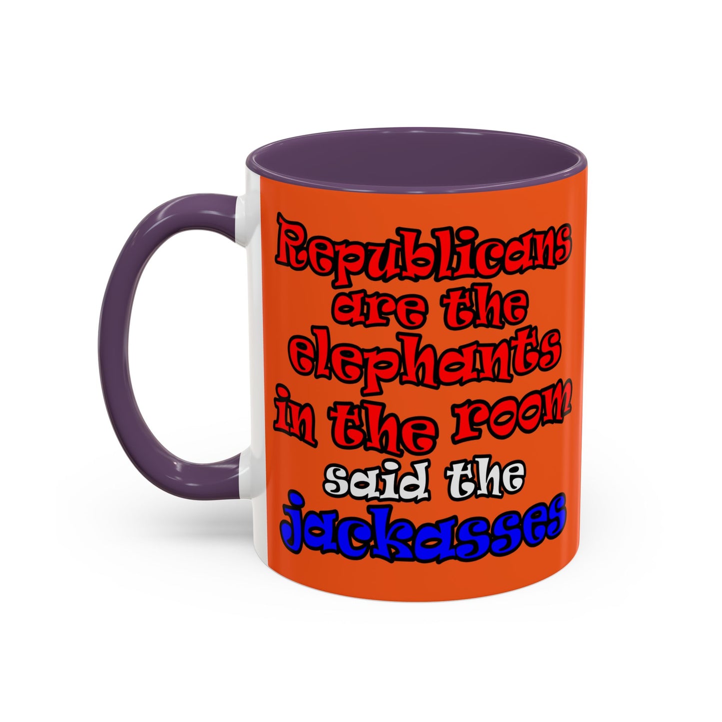 donkeys and elephants - Accent Mug (orange)
