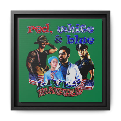 rw&b lives matter - framed canvas art (dark green)